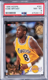 1996-97 Hoops #281 Kobe Bryant Rookie Card - PSA NM-MT 8